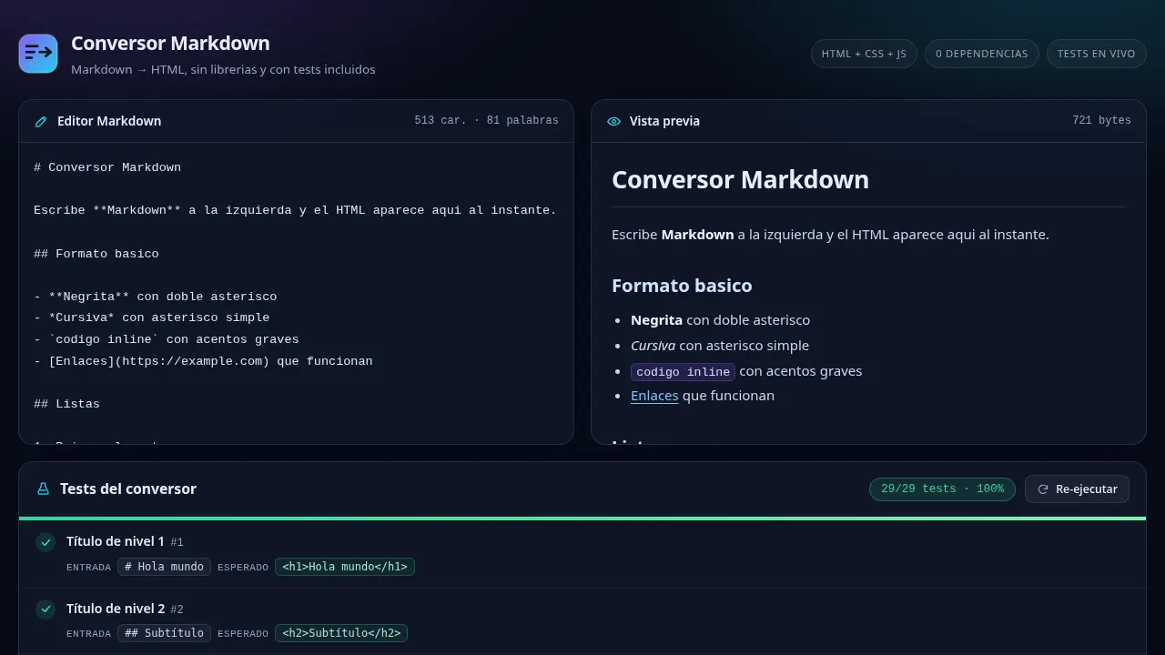 Markdown converter with tests — MiniMax M3.1 Flash (free)