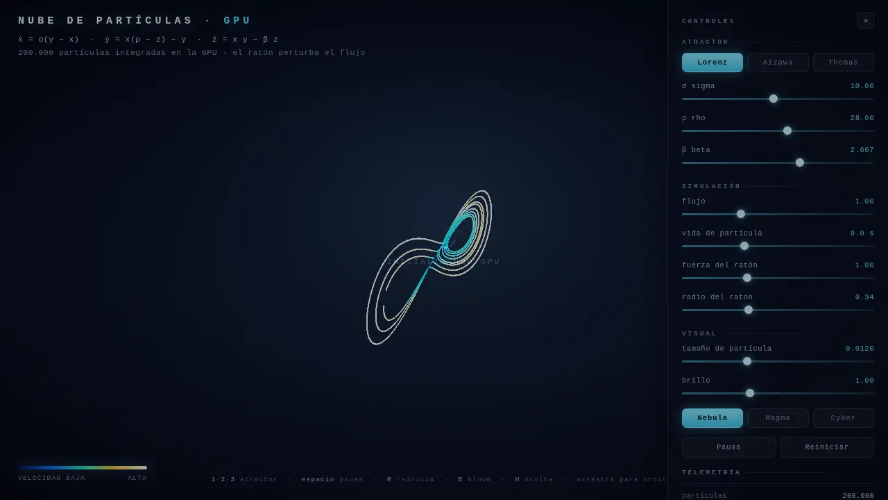 Particle cloud with attractors — MiniMax M3.1 Flash (free)
