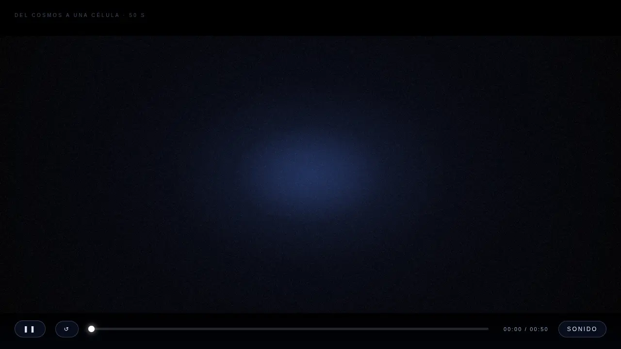 Animated video: From the cosmos to a cell (50 s) — MiniMax M3.1 Flash (free)