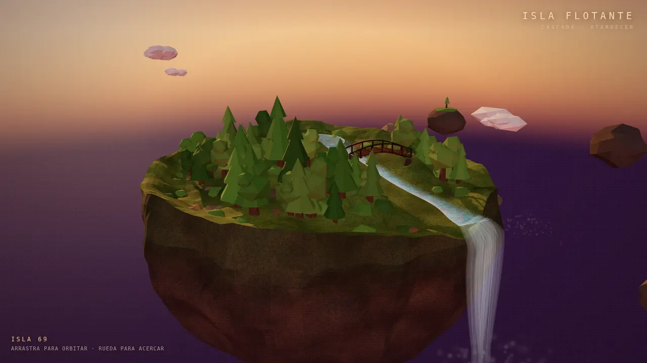 Floating island with waterfall — MiniMax M3.1 Flash (free)